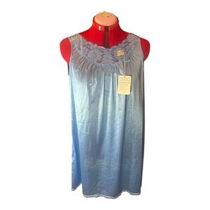 Vintage Vanity Fair Antron III Satin Nightgown – Powder Blue Lace – NWT – Medium